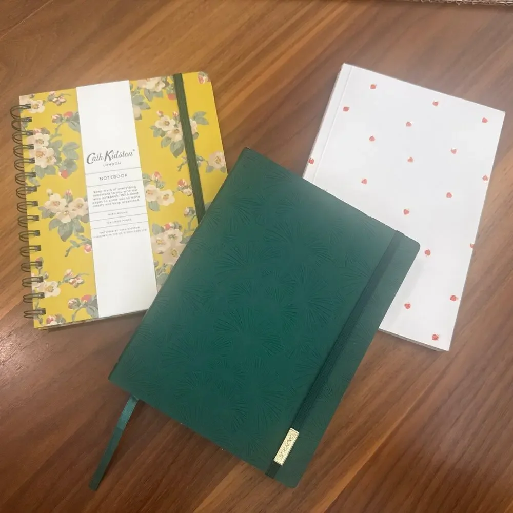 Cath Kidston Floral, PAPYRUS Green, West Emory Strawberries Lined Journals-lot 3